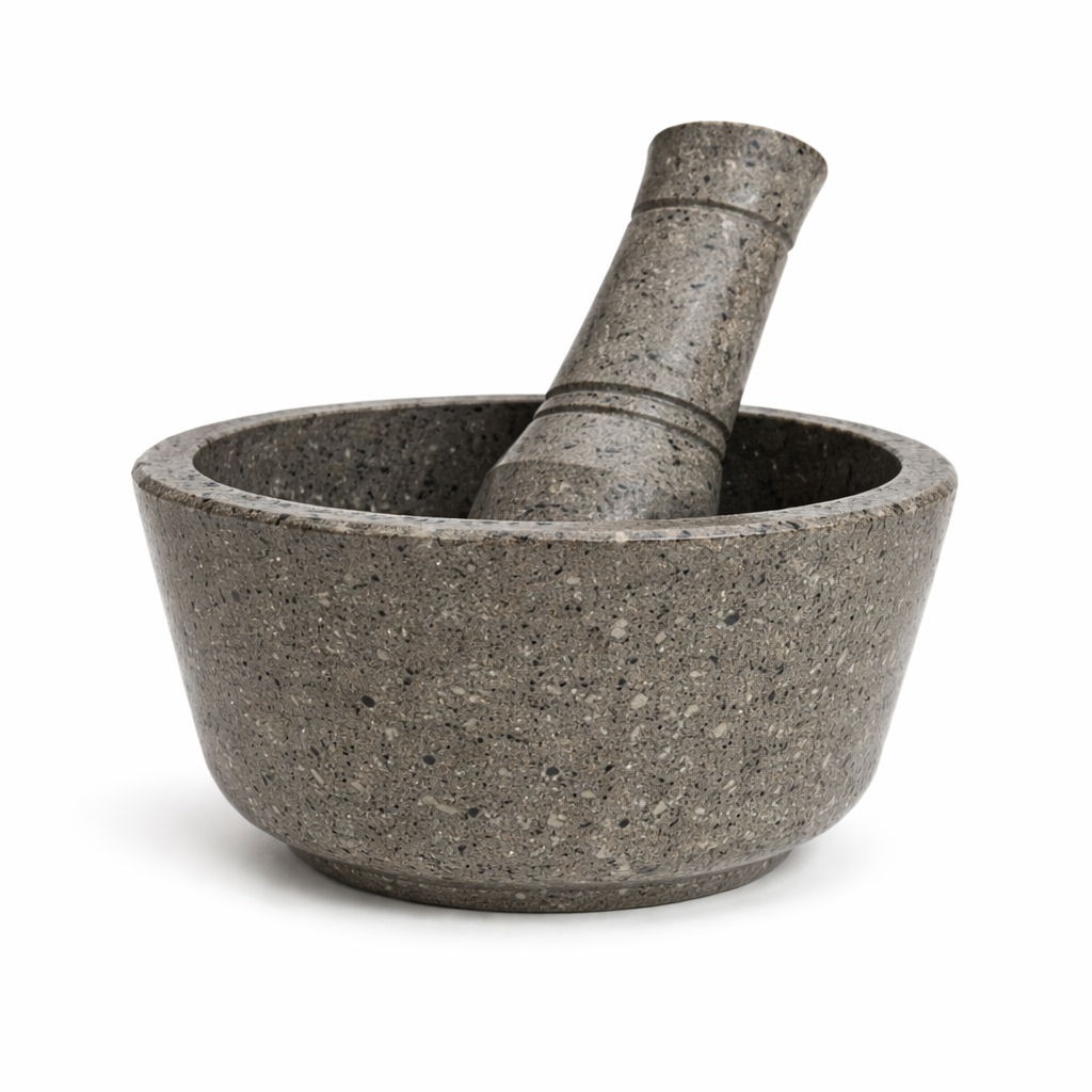 Black & Grey Stone Mortar and Pestle