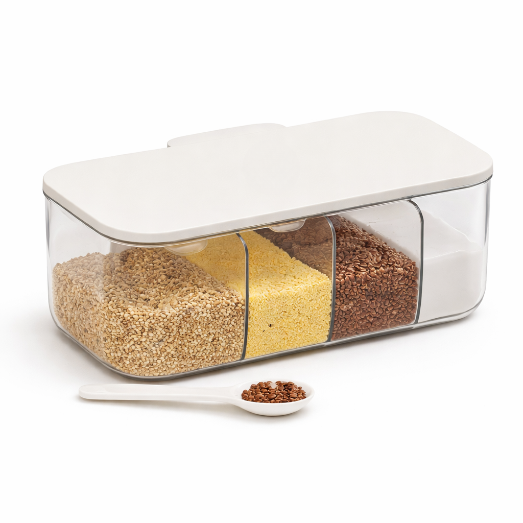 Seasoning Box – Multi-Compartment Airtight Spice & Grain Storage Container