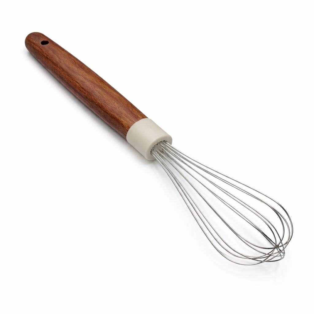 High Quality Double Beater – Stainless Steel Balloon Whisk with Wooden Handle