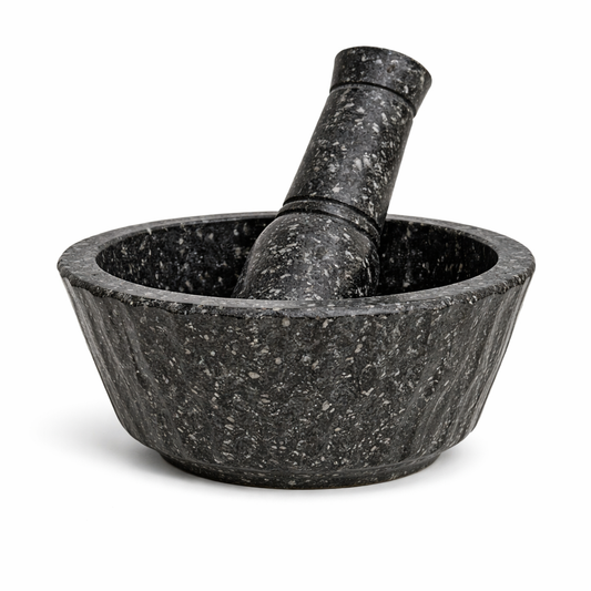 Black & Grey Stone Mortar and Pestle