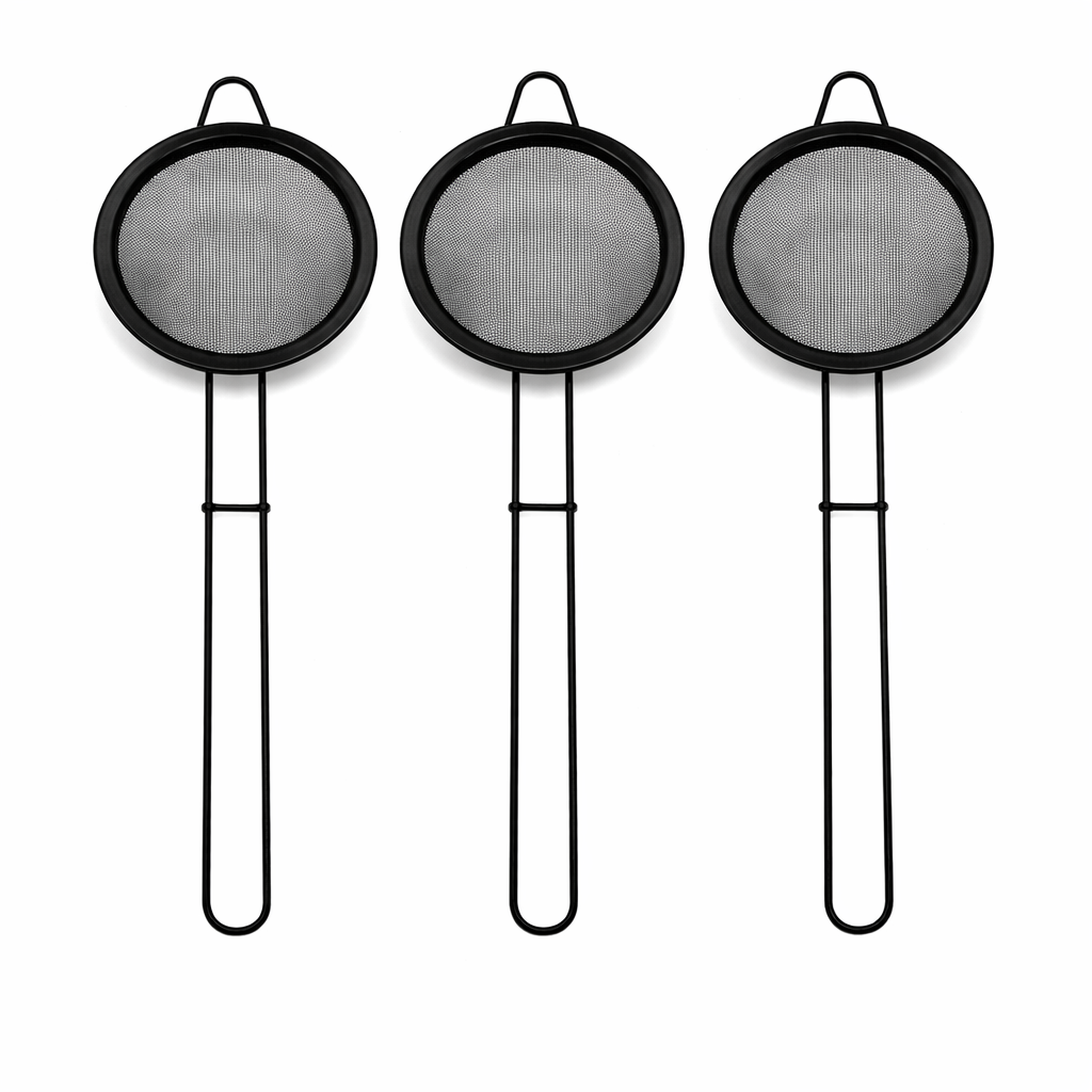 Golden & Black Tea Strainer 10CM – Premium Stainless Steel Mesh Tea Infuser with Handle